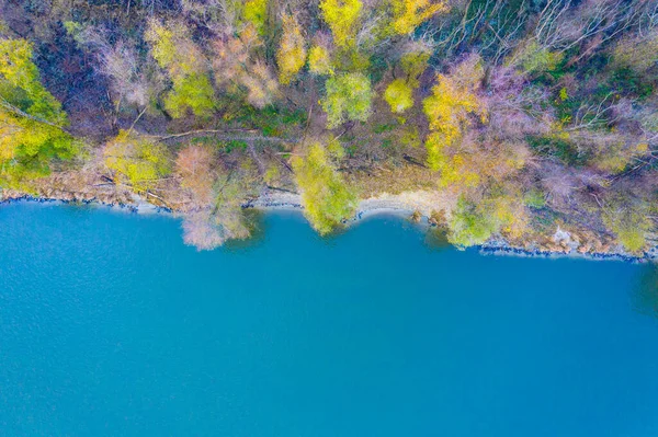 秋天森林与小溪 荒野的空中透视 — 图库照片