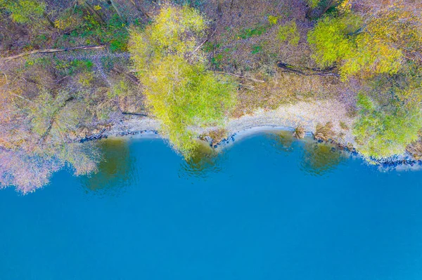 秋天森林与小溪 荒野的空中透视 — 图库照片