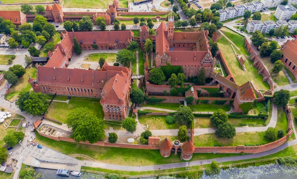 Letecký Pohled Hrad Malbork Teutonic Polsku Jedná Největší Hrad Světě — Stock fotografie