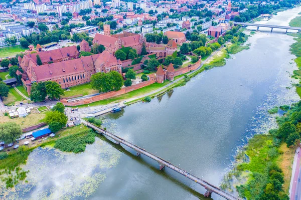 Vista Aérea Del Castillo Orden Teutónico Malbork Polonia Castillo Más — Foto de Stock