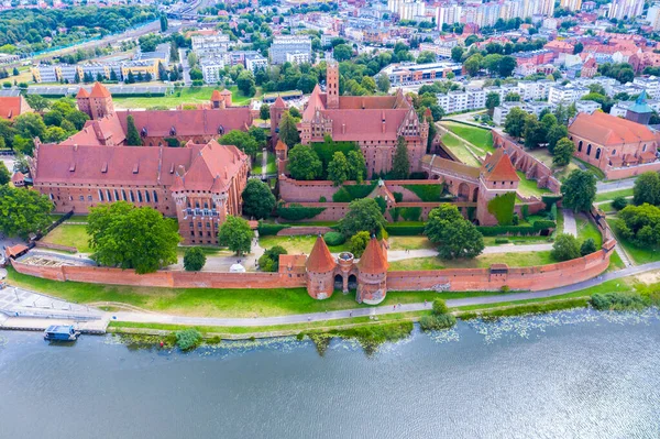 Vista Aérea Del Castillo Orden Teutónico Malbork Polonia Castillo Más — Foto de Stock