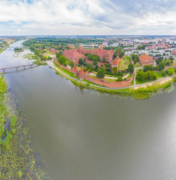 Panoramiczny Widok Lotu Ptaka Gotycki Pałac Wielkich Mistrzów Części Zamku — Zdjęcie stockowe