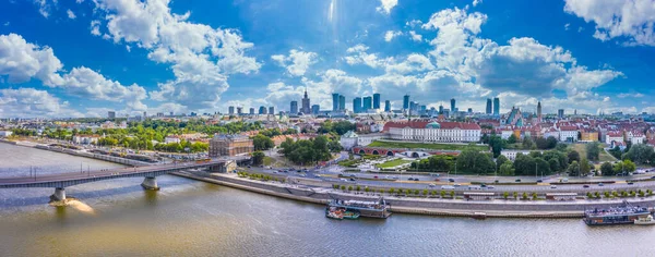 Városnézés Háttere Légi Kilátás Varsó Fővárosára Lengyelországra Fentről Városra Néző — Stock Fotó