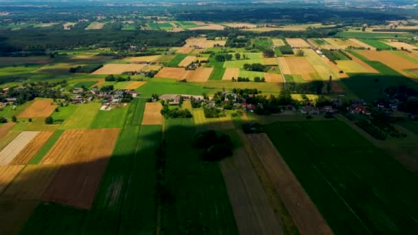 Vue aérienne d'un petit village en journée d'été. Concept de quitter le village et emplacement désolé — Video