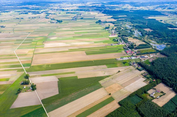 Vue Aérienne Une Zone Rurale Verte Sous Ciel Bleu — Photo