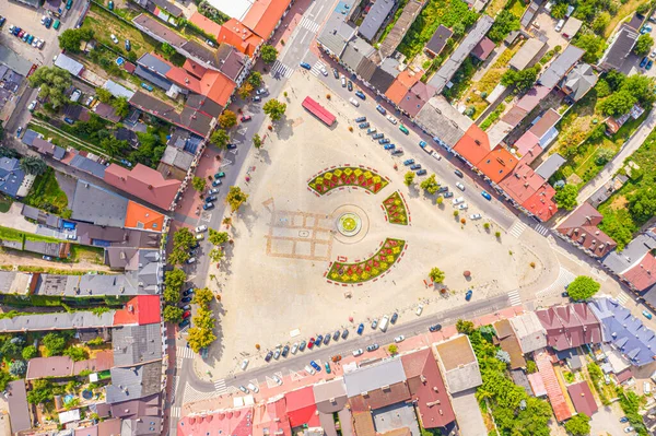 Landscape Old Town Air Visible View Historic Buildings Market Lowicz — Stock Photo, Image