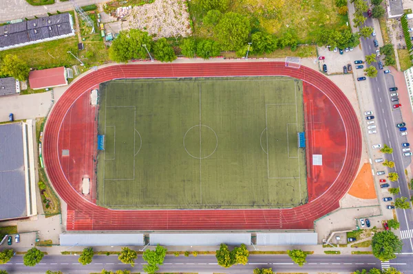 欧洲空旷足球场的空中景观 — 图库照片