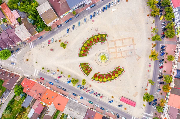 Top Luftaufnahme Der Altstadt Von Lowicz Mit Rynek Marktplatz Altem — Stockfoto