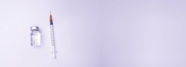 İğne için ilaç şişesi. Aşı için tıbbi cam şişeler ve şırınga. tedavi için sıvı ilaç ya da aşı, laboratuvarda grip, hastane ya da eczane konsepti beyaz arka planda izole edilmiş. Boşluğu Kopyala