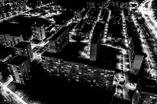 Vista Cima Dos Telhados Bloco Contemporâneo Apartamentos Distrito Residencial Ulyanovsk — Fotografia de Stock