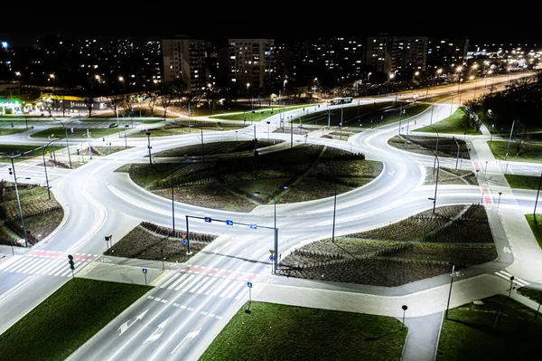 Arial Draufsicht Auf Den Modernen Verkehr Mit Schnellstraße Straße Und — Stockfoto