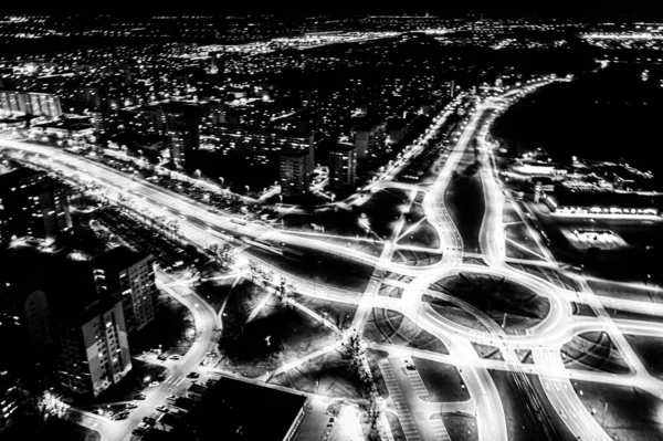 Arial Top View Modern Transport Expressway Road Roundabout Road Traffic — Stock Fotó