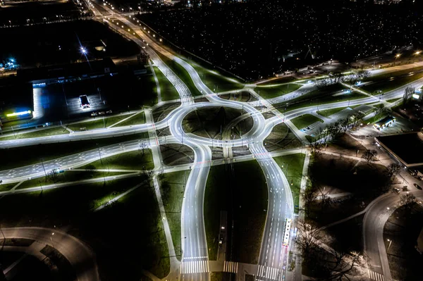 Arial Draufsicht Auf Den Modernen Verkehr Mit Schnellstraße Straße Und — Stockfoto