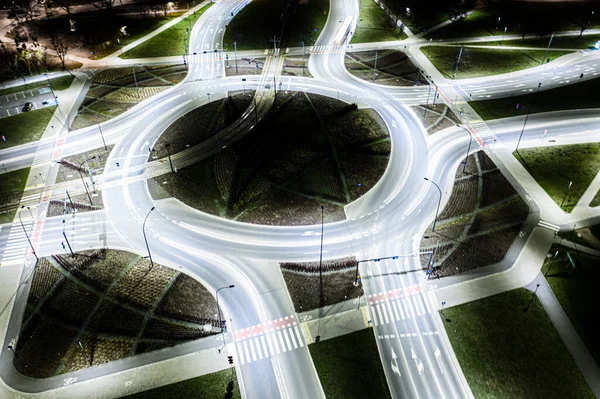 Arial Vue Dessus Des Transports Modernes Avec Autoroute Route Rond — Photo