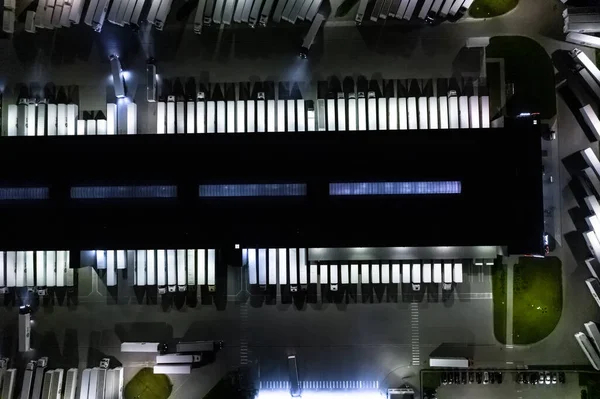 Вид Повітря Склад Вночі Логістичний Центр Промисловій Міській Зоні Зверху — стокове фото