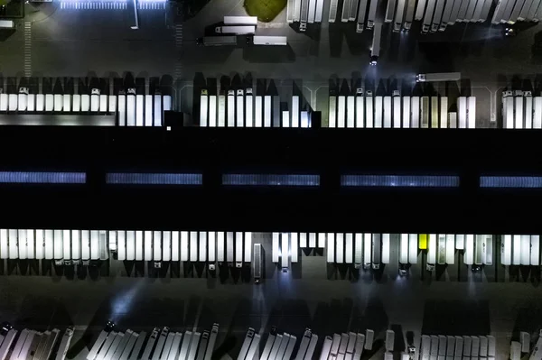 Вид Воздуха Склад Товаров Ночное Время Логистический Центр Промышленной Зоне — стоковое фото