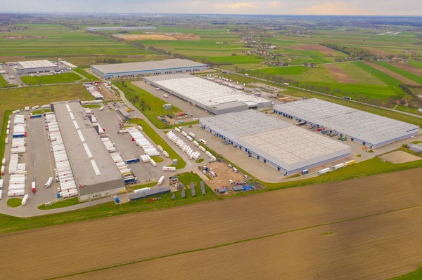 Luchtfoto Van Goederenmagazijn Logistiek Levering Centrum Industriële Stad Zone Van — Stockfoto