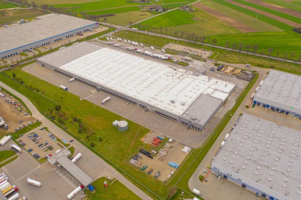 Luchtfoto Van Goederenmagazijn Logistiek Levering Centrum Industriële Stad Zone Van — Stockfoto