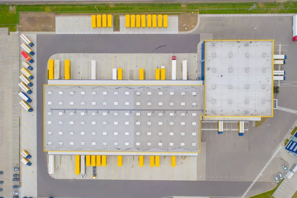 Aerial View Goods Warehouse Logistics Delivery Center Industrial City Zone — Stock Photo, Image