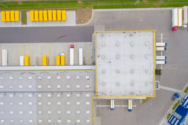 Aerial View Goods Warehouse Logistics Delivery Center Industrial City Zone — Stock Photo, Image