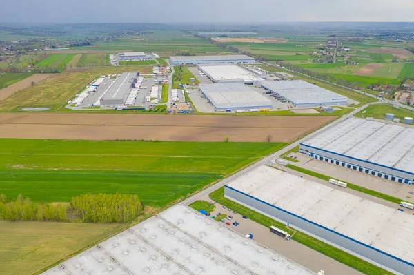 Luchtfoto Van Goederenmagazijn Logistiek Levering Centrum Industriële Stad Zone Van — Stockfoto