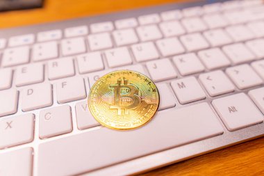 Bitcoin Şifreleme Dijital Bit Parası BTC Para Birimi Teknolojisi İnternet Konsepti.