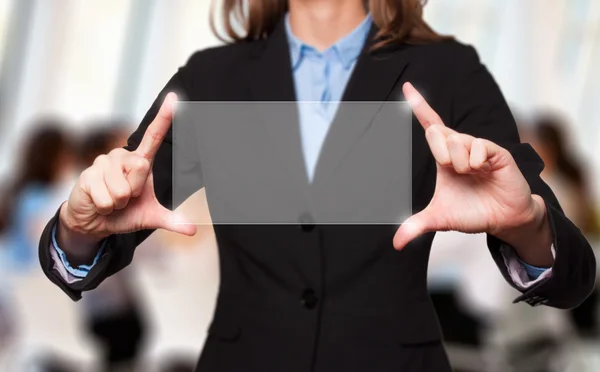 Touch screen concept - businesswoman - Stock Image — Stock Photo, Image