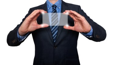 Dokunmatik ekran konsepti - işadamı - stok görüntü