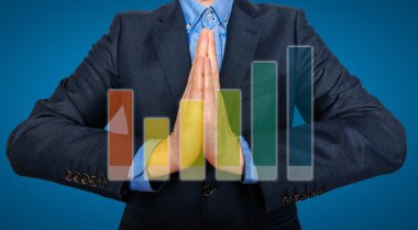 Genç adam işadamı dua ve dilek zor.