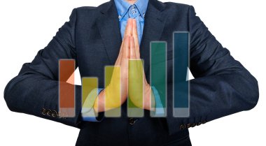 Genç adam işadamı dua ve dilek zor.