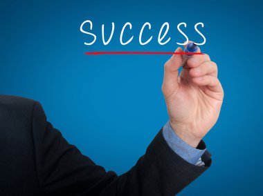 İşadamı el hava - stok görüntü başarı yazma