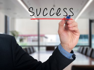 İşadamı el hava - stok görüntü başarı yazma