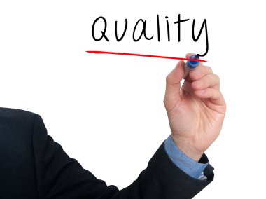 İşadamı el yazma kalitesi AIR - stok görüntü