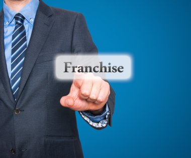 Business concept businessman pointing Franchise. Stock Image