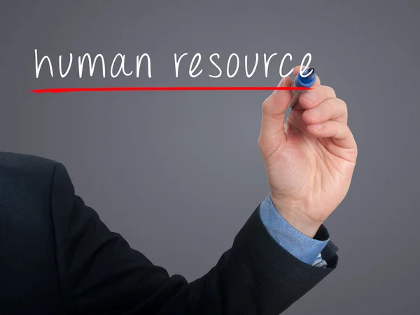 Businessman hand writing Human Resource in the air  - Stock Image — 스톡 사진