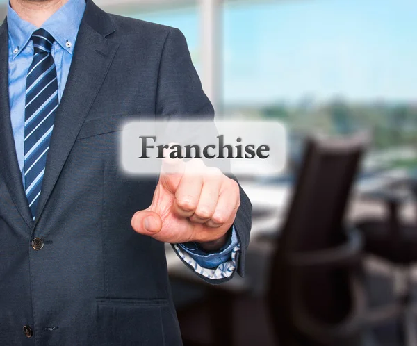 Business concept uomo d'affari che punta Franchise. Immagine stock — Foto Stock