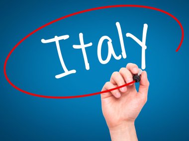 Adam el İtalya ile siyah kalemi görsel ekranda yazma..