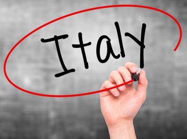 Adam el İtalya ile siyah kalemi görsel ekranda yazma..