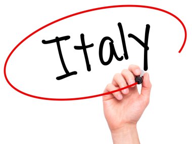 Adam el İtalya ile siyah kalemi görsel ekranda yazma..