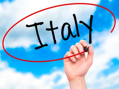 Adam el İtalya ile siyah kalemi görsel ekranda yazma..