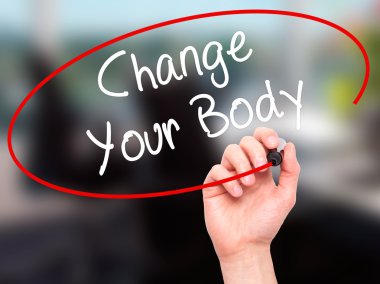 Adam el değiştirme Your Body ile siyah kalemi görsel sc yazma.