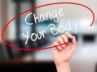 Adam el değiştirme Your Body ile siyah kalemi görsel sc yazma.