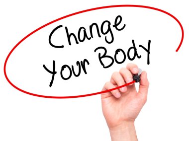 Adam el değiştirme Your Body ile siyah kalemi görsel sc yazma.