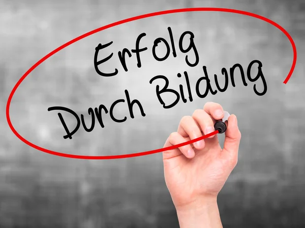 Männliche Handschrift erfolg durch bildung — Stockfoto