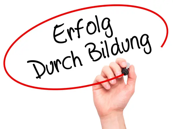 Man Hand writing Erfolg Durch Bildung  (Success Through Training — Stock Fotó