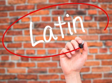 Adam el Latin siyah kalemi ile görsel ekranda yazma..