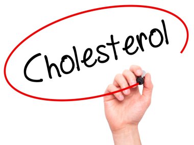 Adam el kolesterol ile siyah kalemi görsel ekranda yazma..