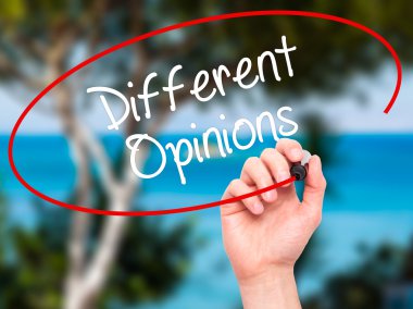 Adam el farklı görüşler ile siyah kalemi görsel üzerinde yazılı. 