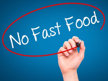 Adam el Hayır Fast Food ile siyah kalemi görsel ekranda yazma.