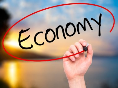 Adam el ekonomi ile siyah kalemi görsel ekranda yazma..